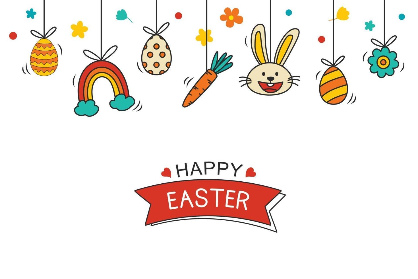volantino di Pasqua e modello di banner con elemento decorativo. cartolina d'auguri dell'uovo di Pasqua e priorità bassa del manifesto. vettore