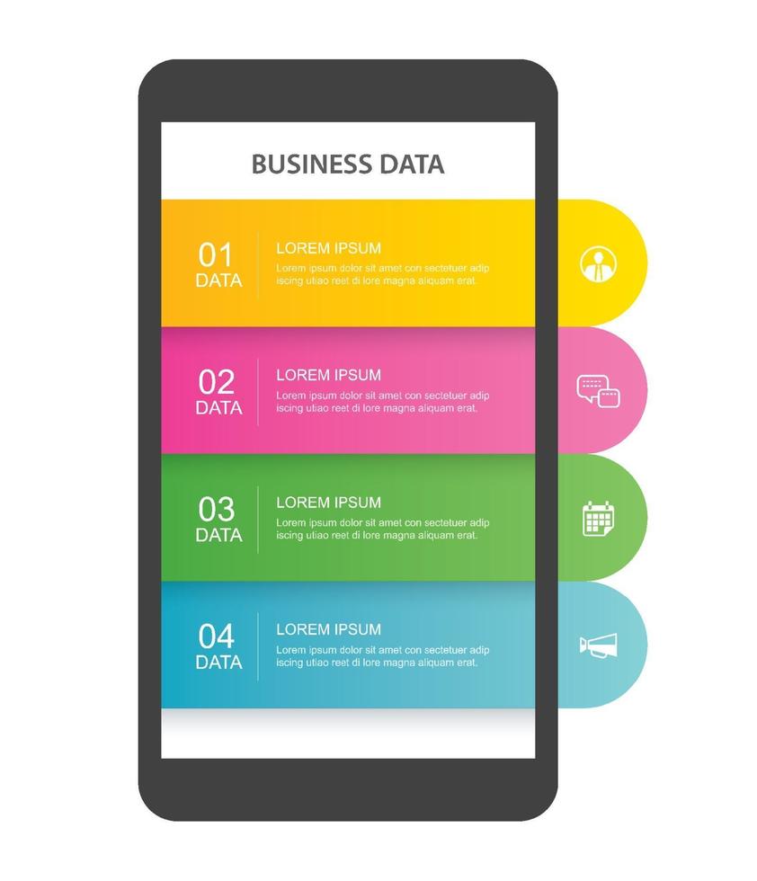 modello di infografica smartphone con 4 dati per il business. vettore