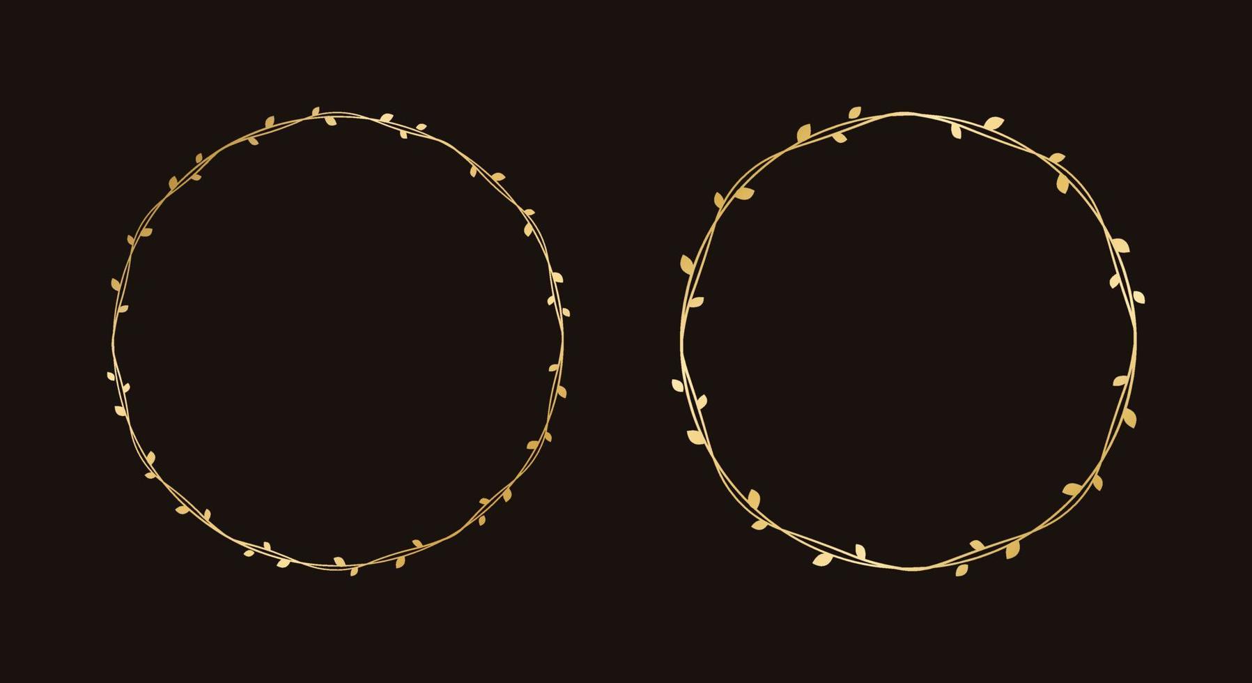 il giro oro vite telaio nozze elegante ghirlanda impostare. cerchio d'oro telaio con botanico design. vettore isolato illustrazione.