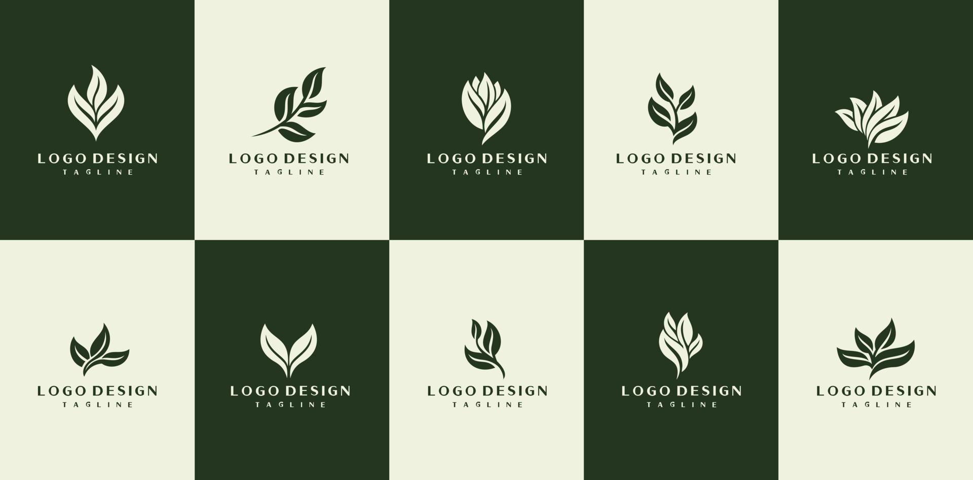 eco foglia logo. retrò semplice foglia logo design. natura logo design vettore