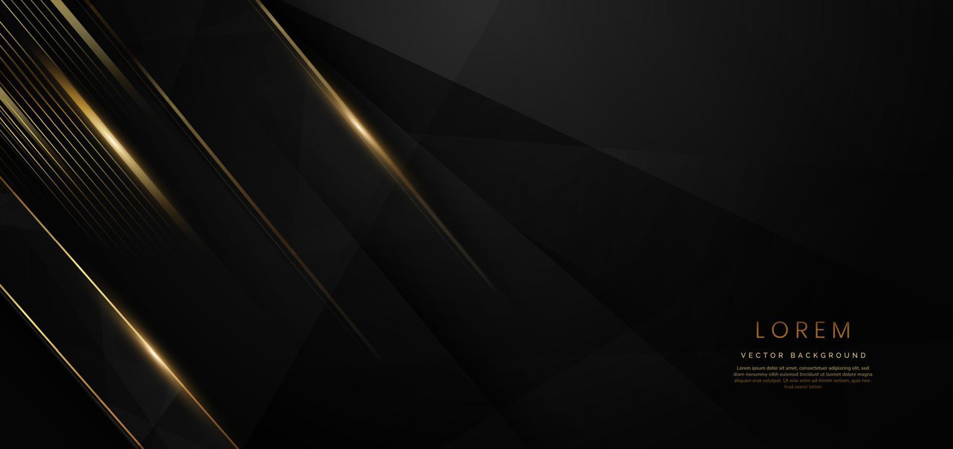 astratto elegante nero sfondo con d'oro linea e illuminazione effetto brillare. lusso modello premio design. vettore