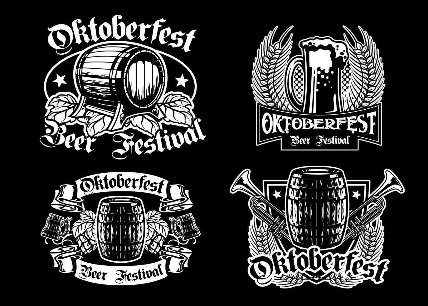 oktoberfest bagde collezione nel nero e bianca vettore