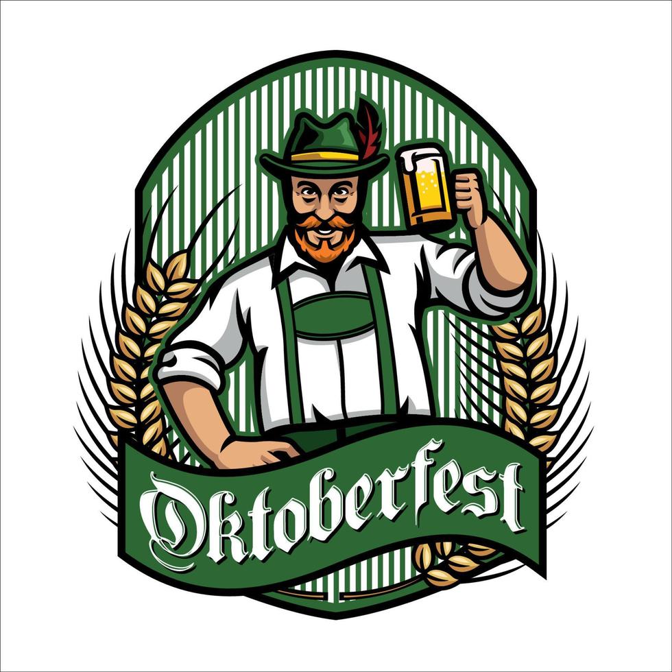 vecchio uomo con birra festeggiare oktoberfest vettore