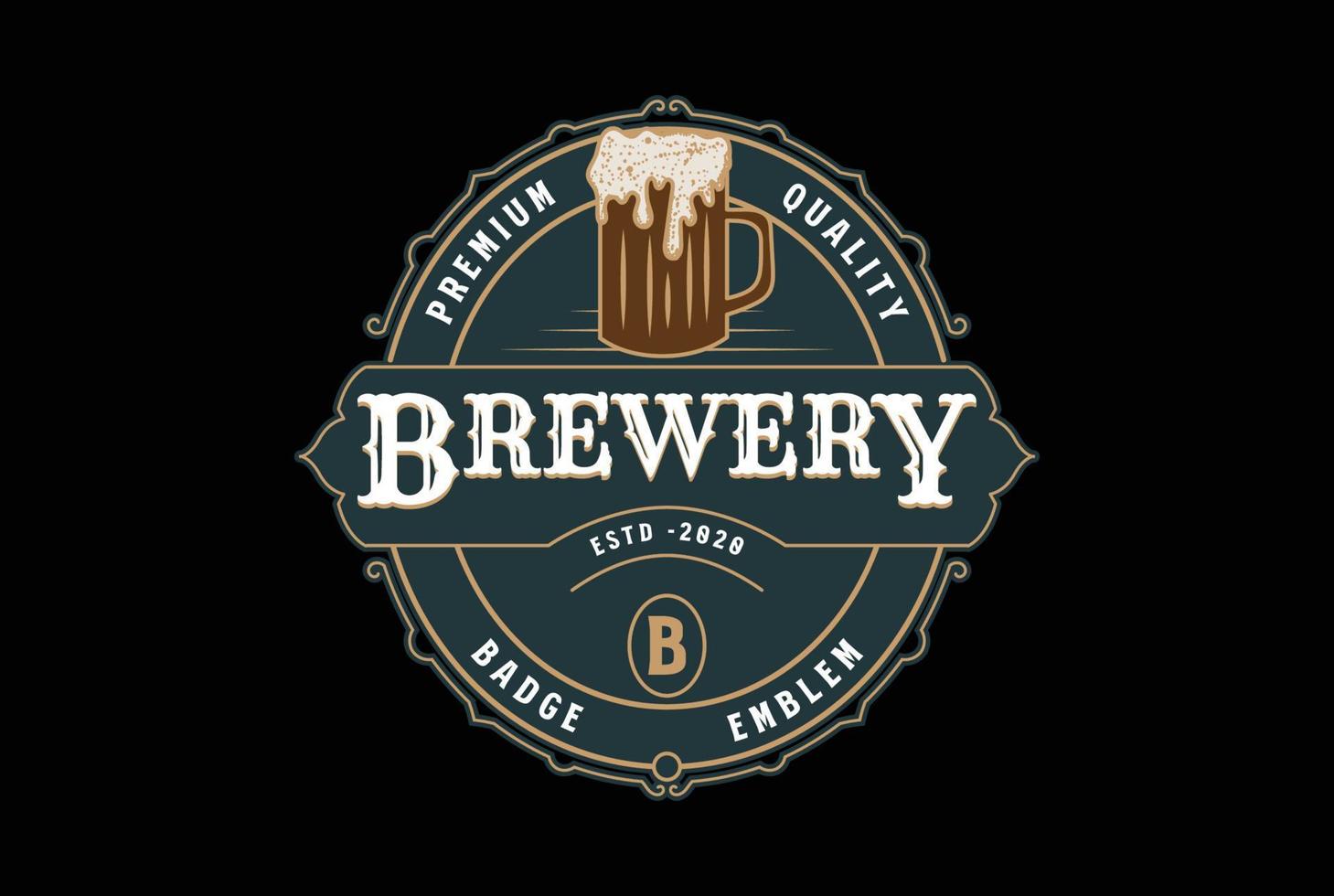 Vintage ▾ retrò mestiere birra birra fabbrica di birra distintivo emblema etichetta logo design vettore