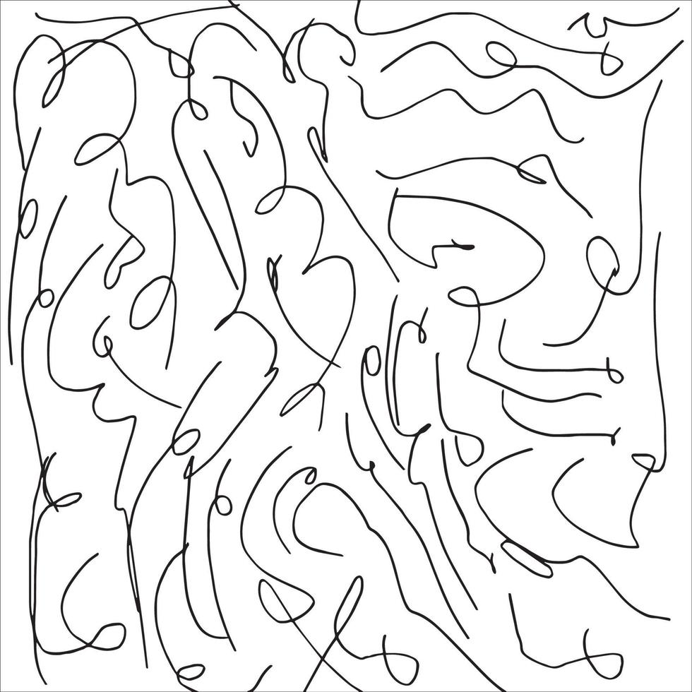 modello vettoriale di pennellate di vernice nera. linee curve e ondulate disegnate a mano con cerchi grunge. pennello scarabocchi trama decorativa. scarabocchi disordinati, illustrazione di linee curve in grassetto.