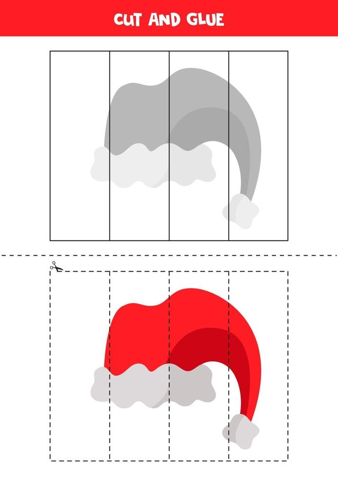tagliare e incollare la fama per i bambini. berretto natalizio carino. vettore