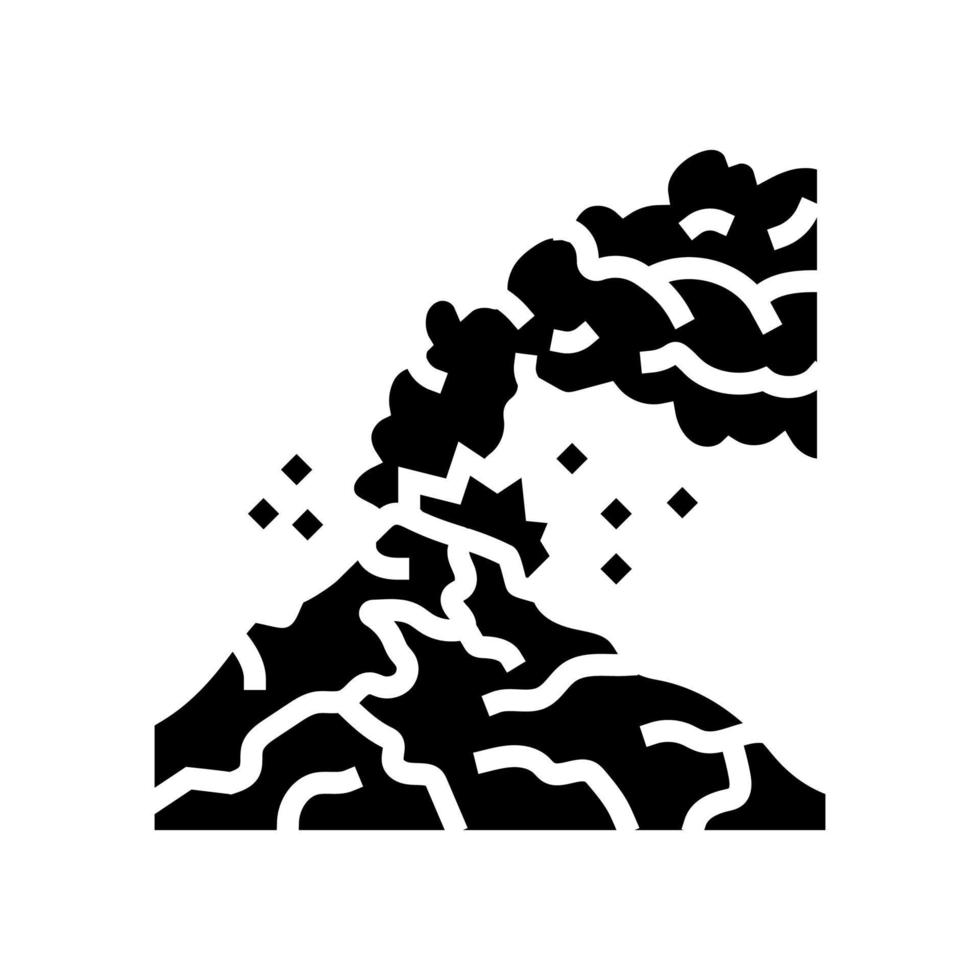 attivo vulcano lava glifo icona vettore illustrazione