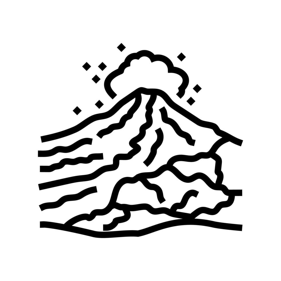 vulcano roccia landskape linea icona vettore illustrazione