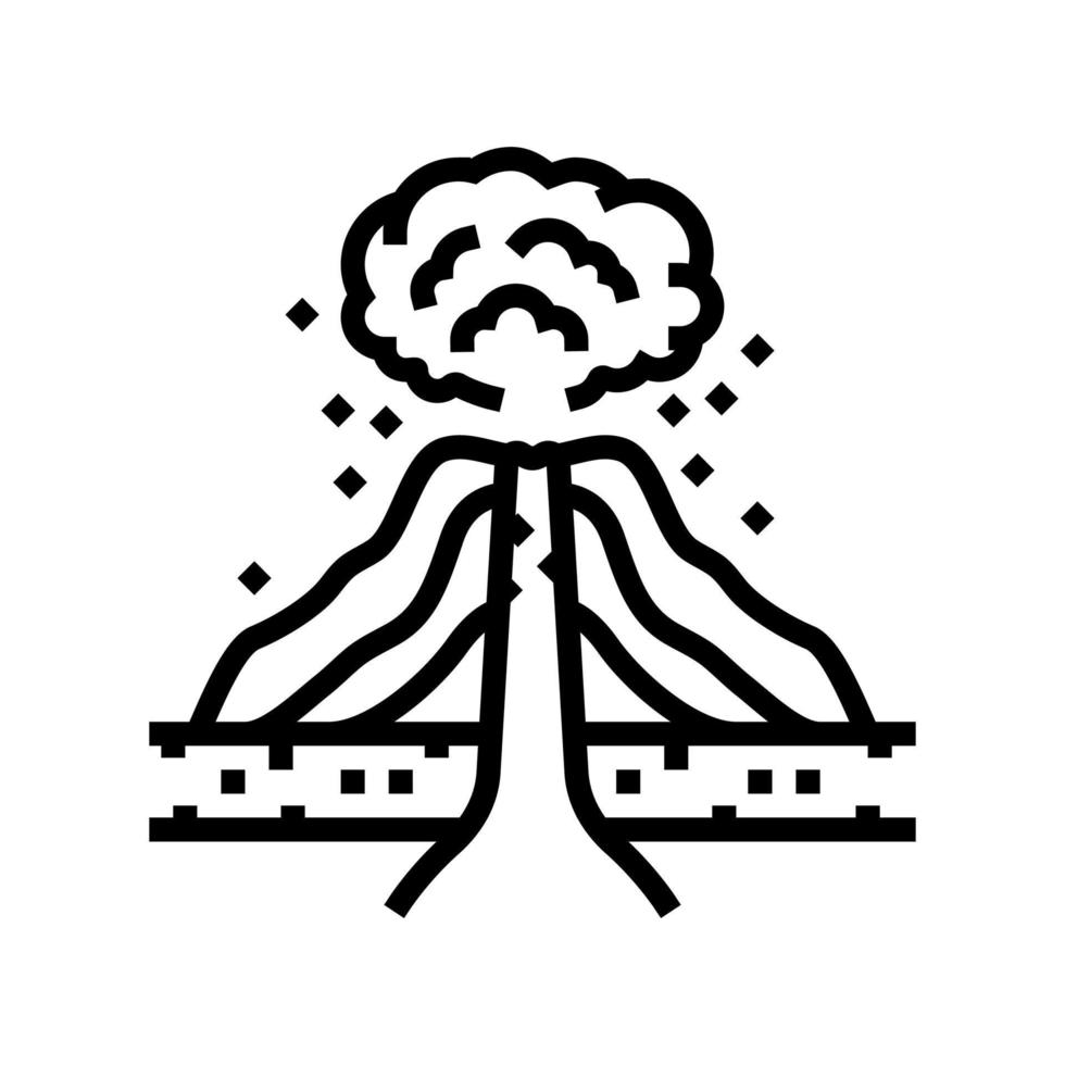 esplosivo eruzione lava linea icona vettore illustrazione