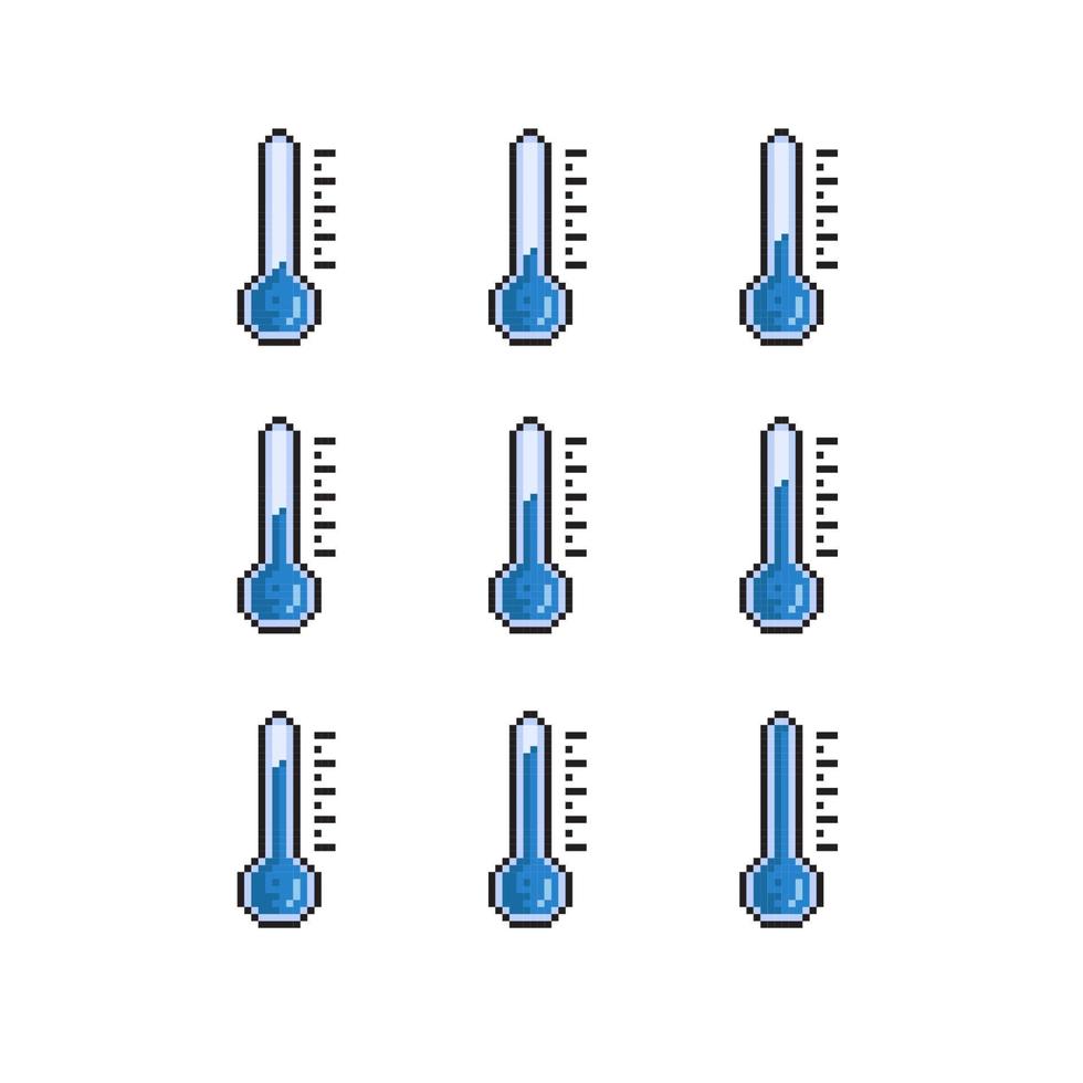 freddo temperatura indicatore impostato nel pixel arte stile vettore