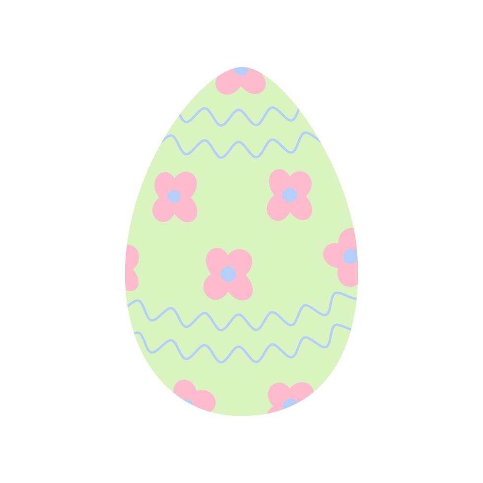 Pasqua uovo nel di moda verde con astratto modello di ondulato Linee e fiori. contento Pasqua. vacanza vettore