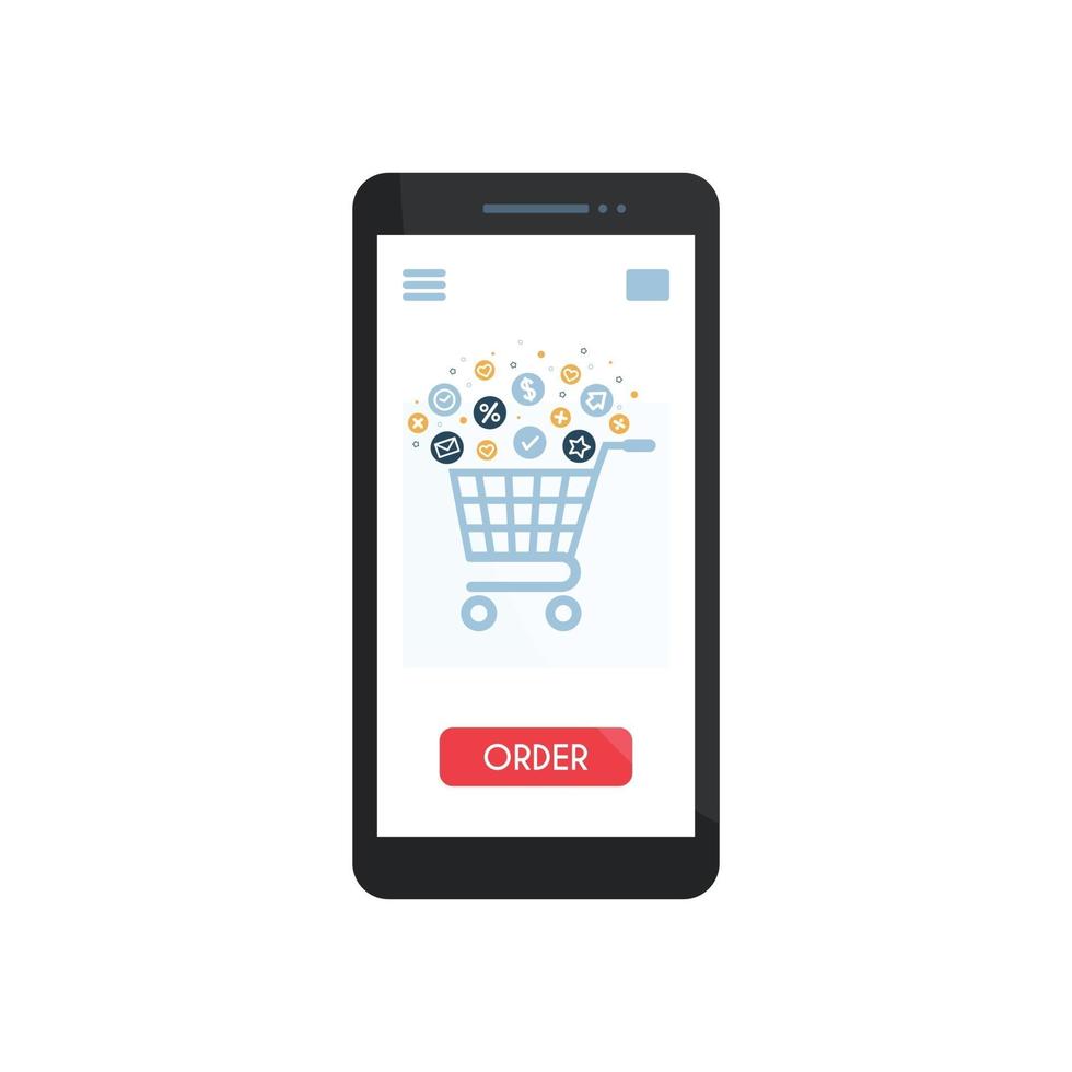 shopping online su smartphone vettore
