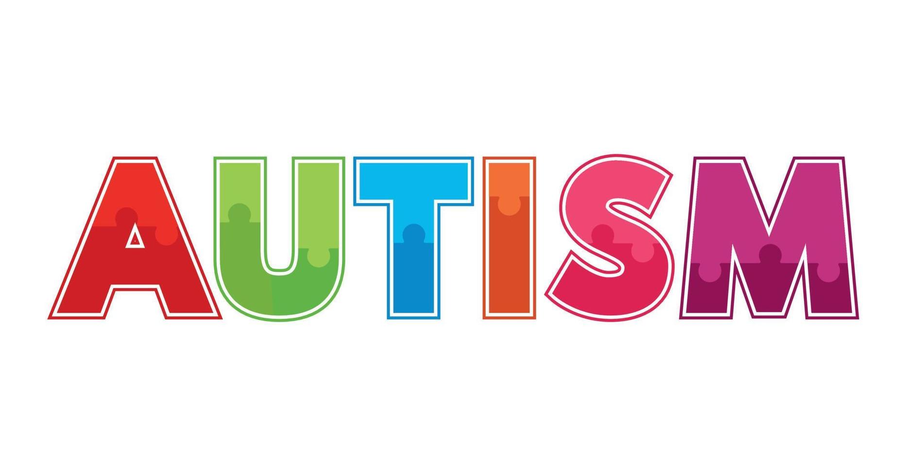 mondo autismo consapevolezza giorno puzzle testo icona vettore illustrazione per bandiera decorazione elemento