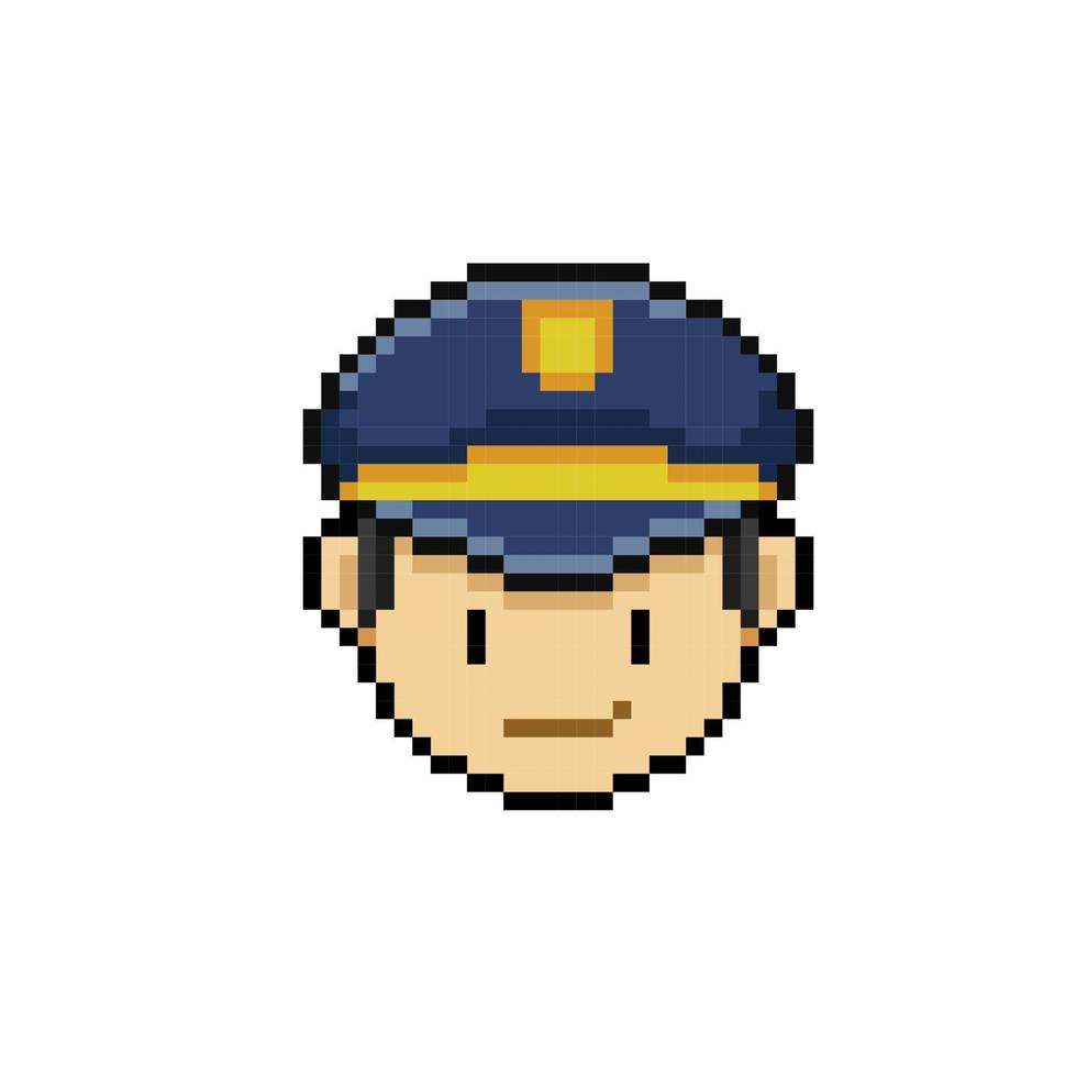 polizia testa nel pixel arte stile vettore