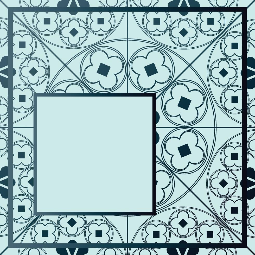 tonalità blu del quarto del modello del fondo del modello medievale floreale vettore