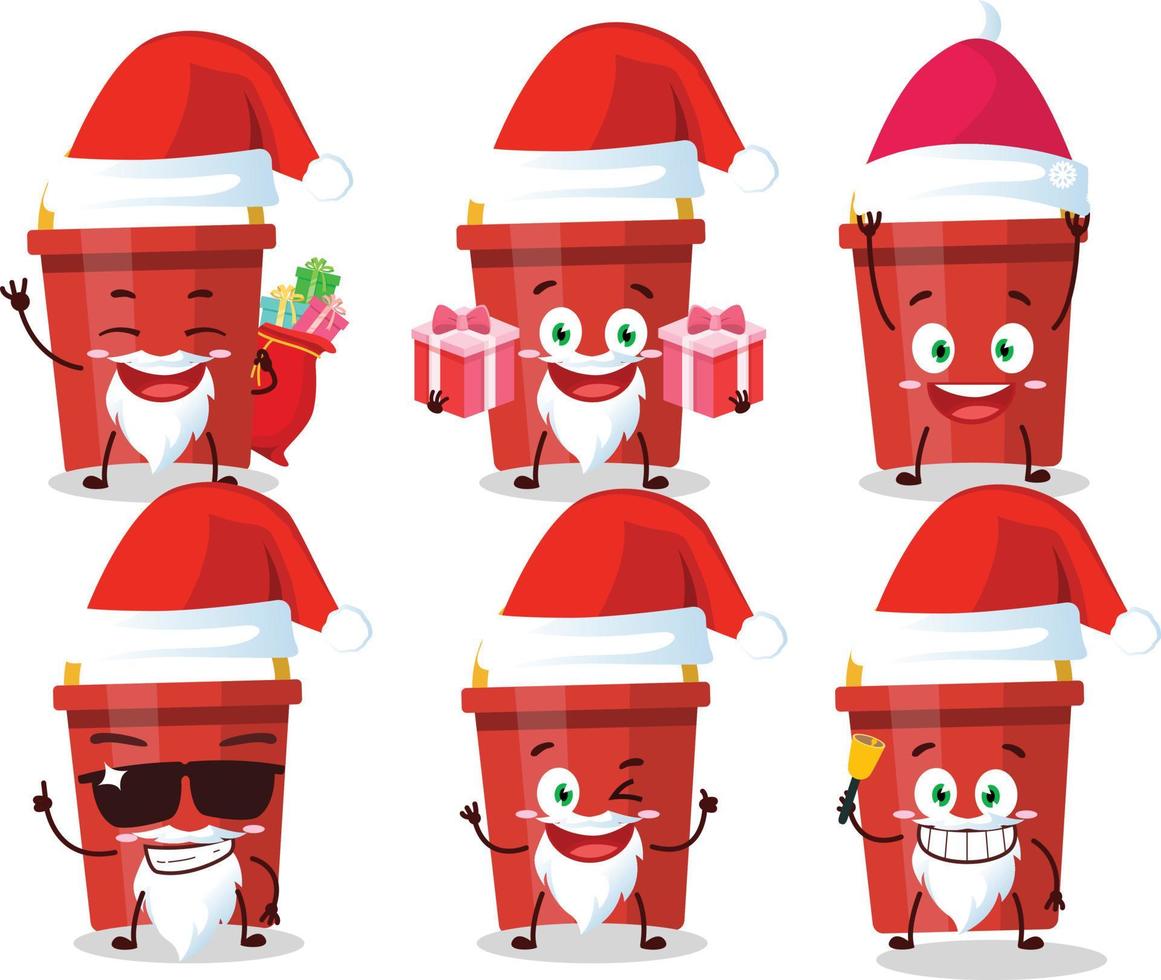 Santa Claus emoticon con sabbia secchio cartone animato personaggio vettore