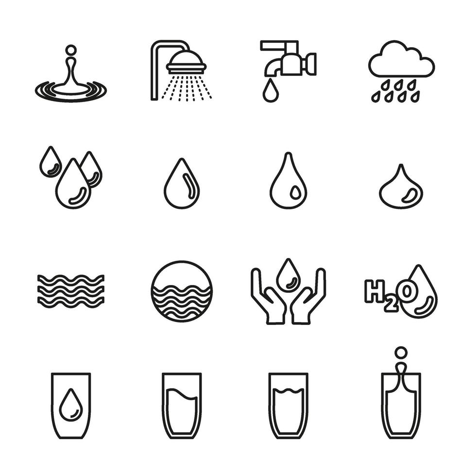 icona del concetto di goccia d'acqua imposta immagine vettoriale. vettore