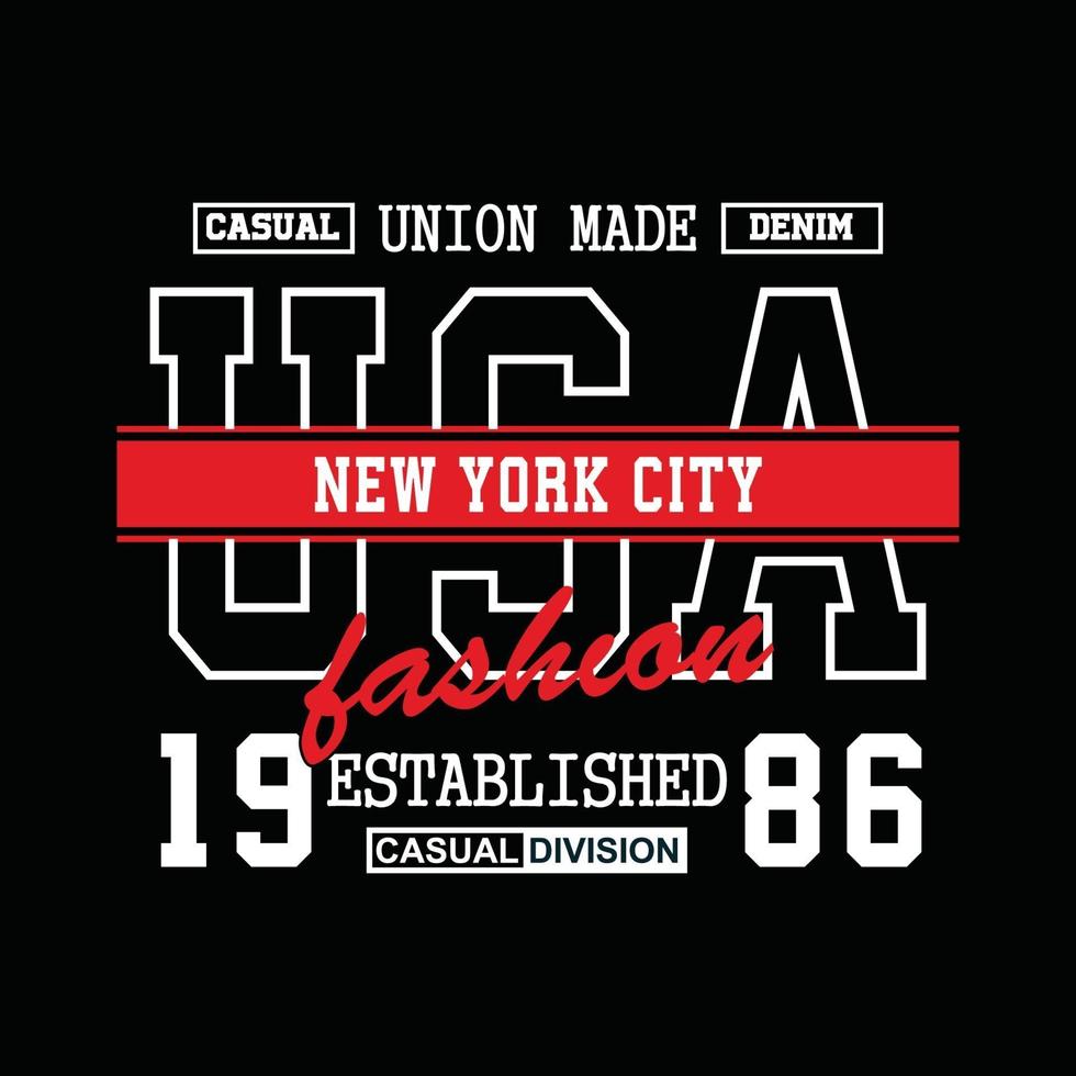 design t-shirt tipografia denim usa new york city vettore