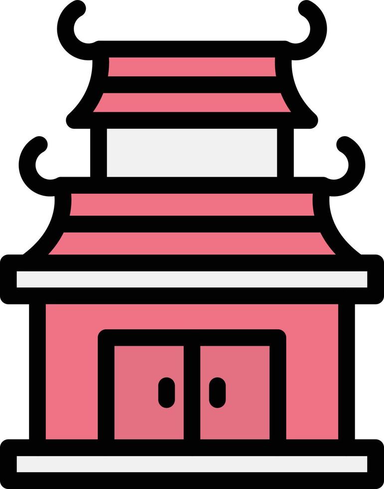 illustrazione del disegno dell'icona di vettore del tempio cinese