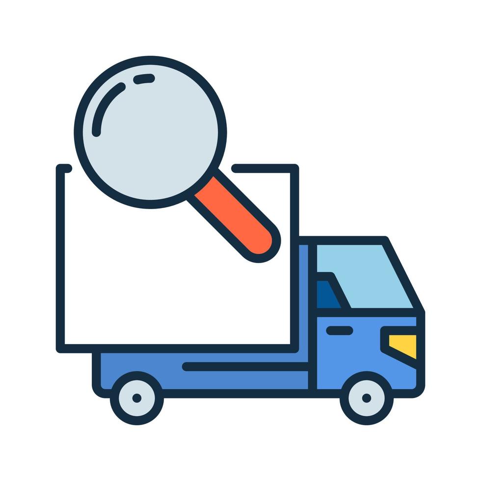 consegna camion e lente d'ingrandimento vettore camion ricerca concetto colorato icona