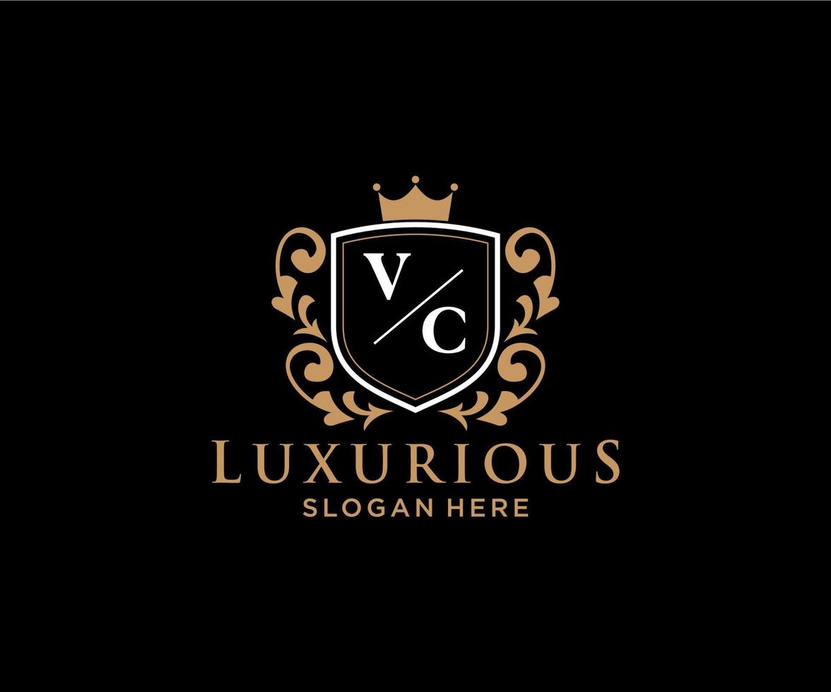 iniziale vc lettera reale lusso logo modello nel vettore arte per ristorante, regalità, boutique, bar, Hotel, araldico, gioielleria, moda e altro vettore illustrazione.