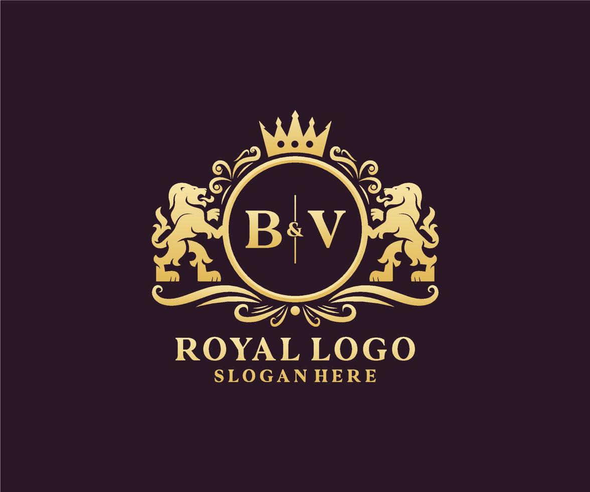 iniziale bv lettera Leone reale lusso logo modello nel vettore arte per ristorante, regalità, boutique, bar, Hotel, araldico, gioielleria, moda e altro vettore illustrazione.