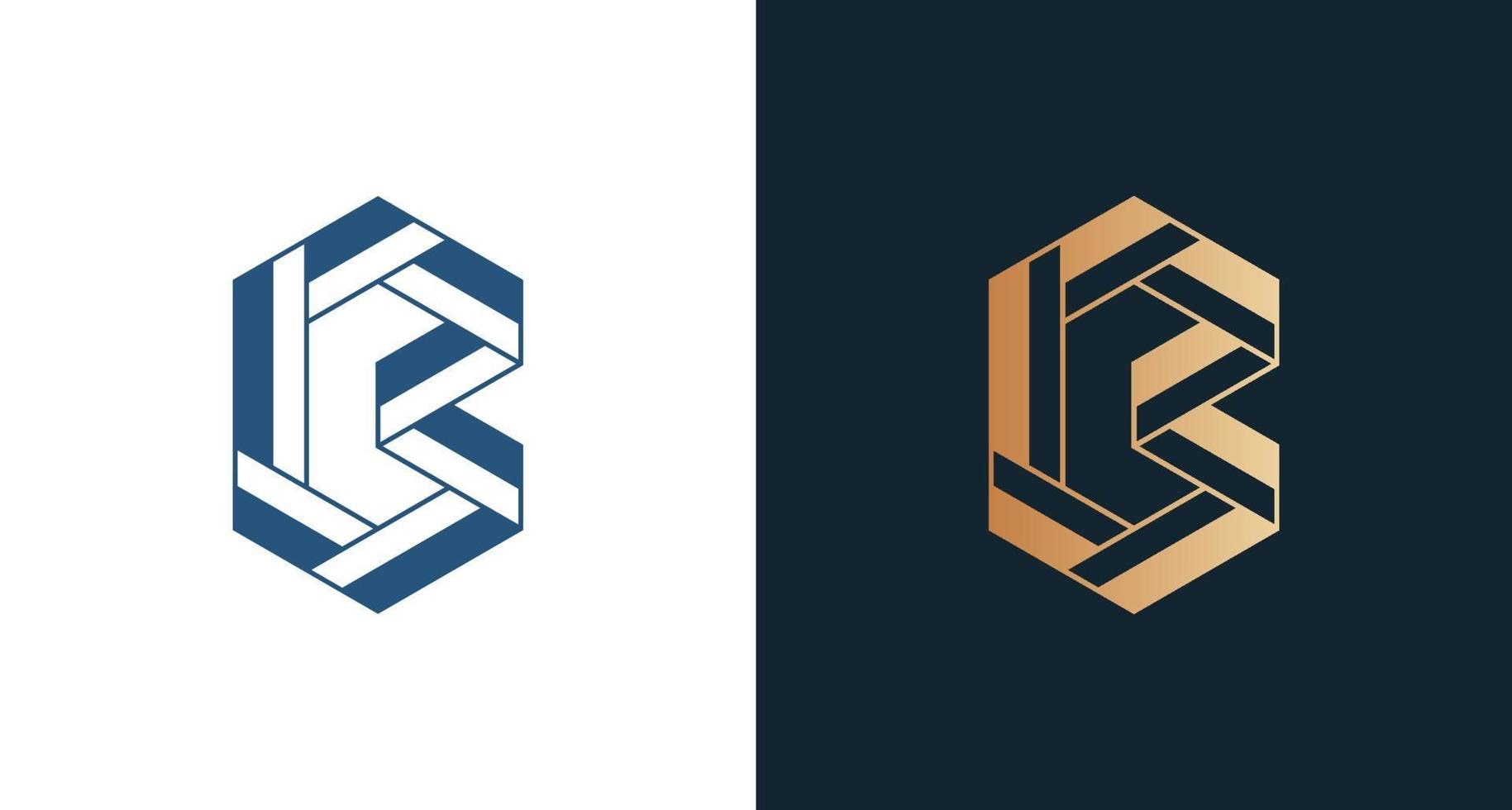 elegante logo geometrico lettera b in forma unica vettore