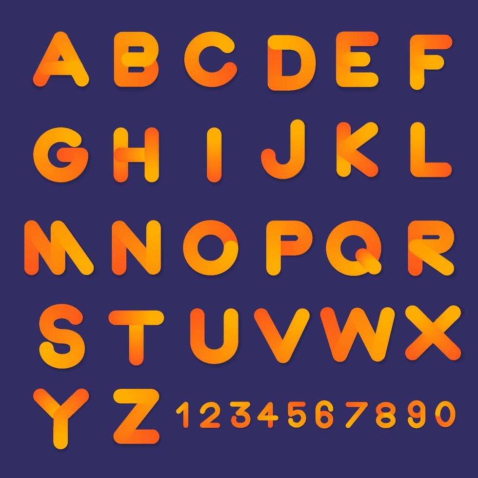 Carattere alfabeto bolla 3D impostato in colori sfumati vettore