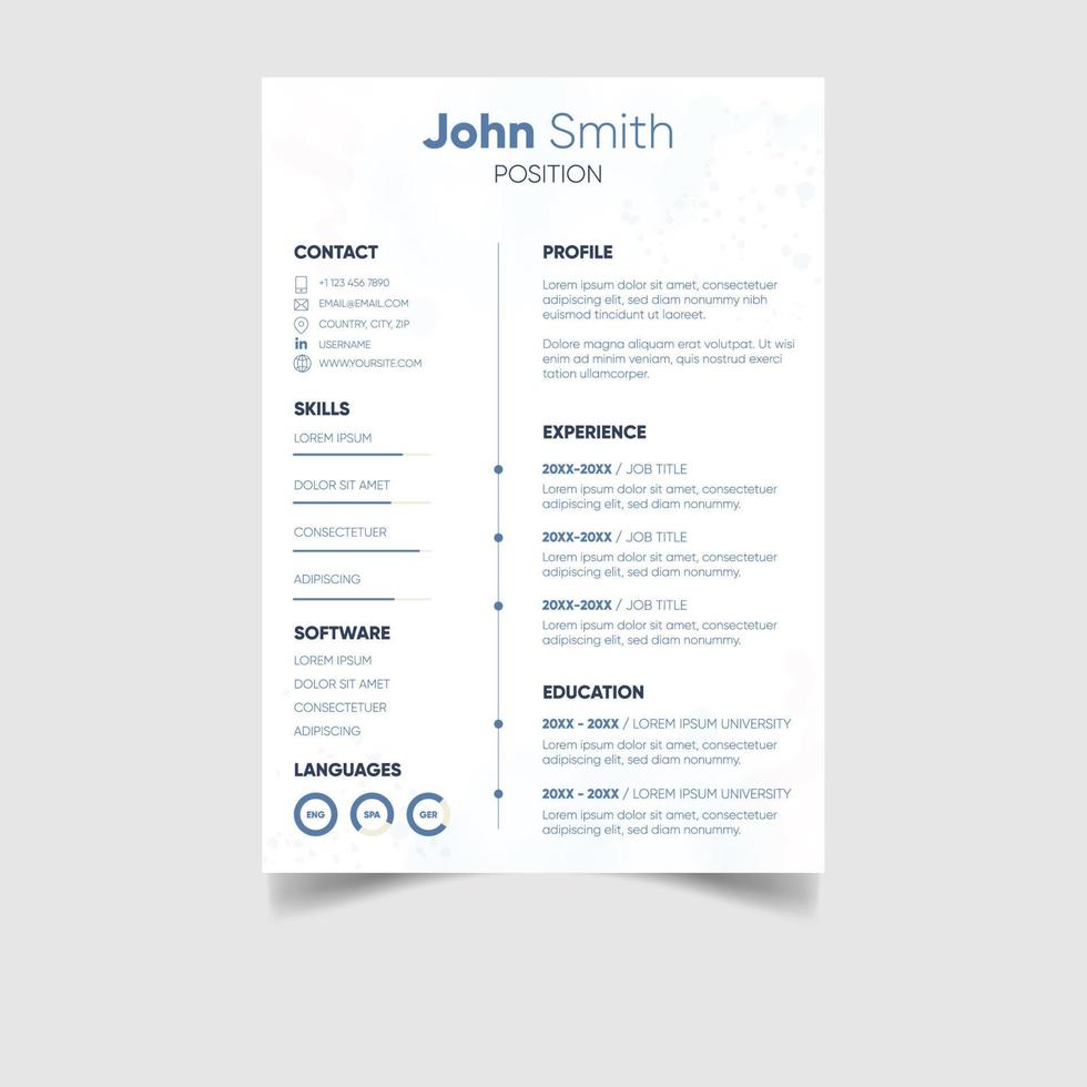 minimalista professionale CV o curriculum vitae modello design vettore