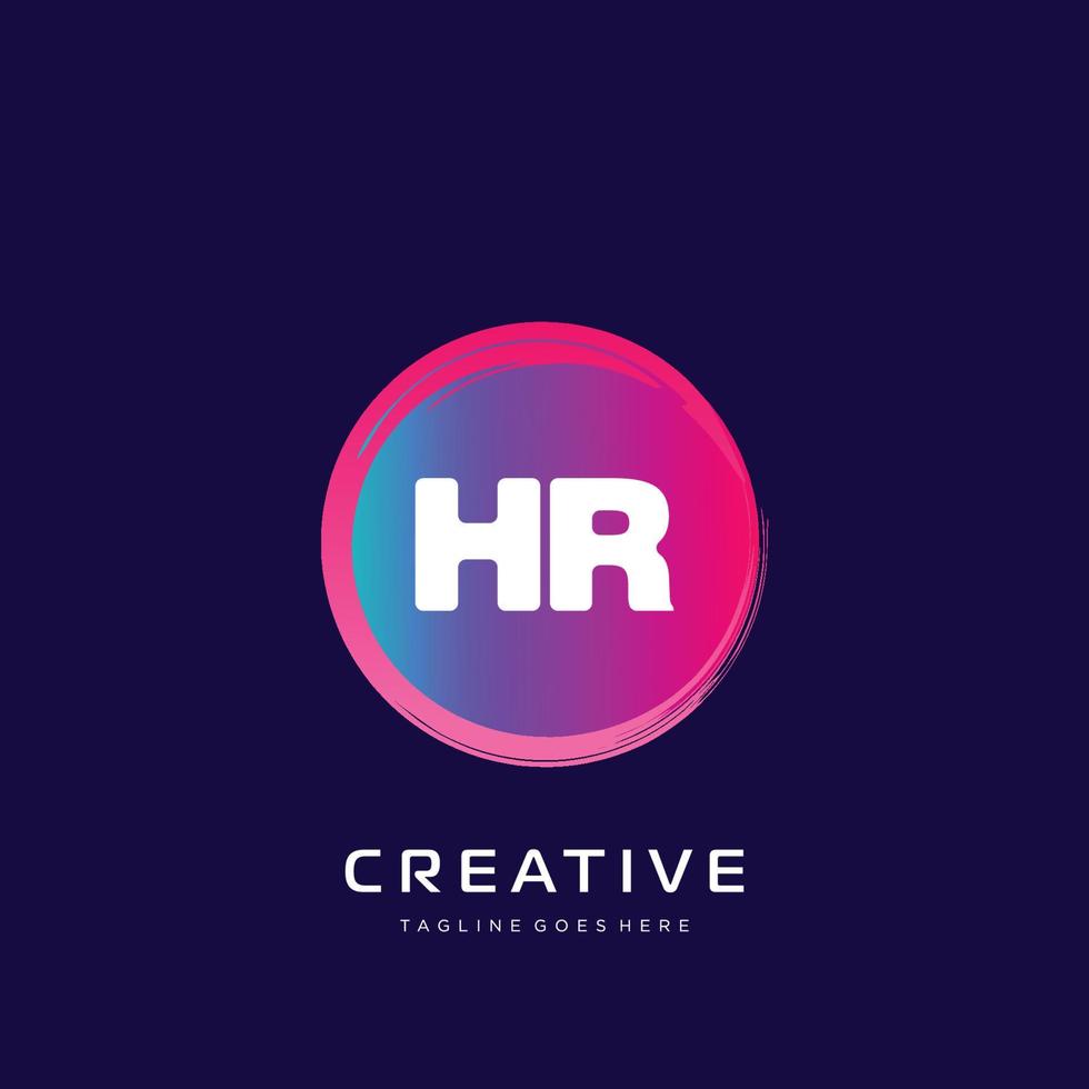 hr iniziale logo con colorato modello vettore. vettore