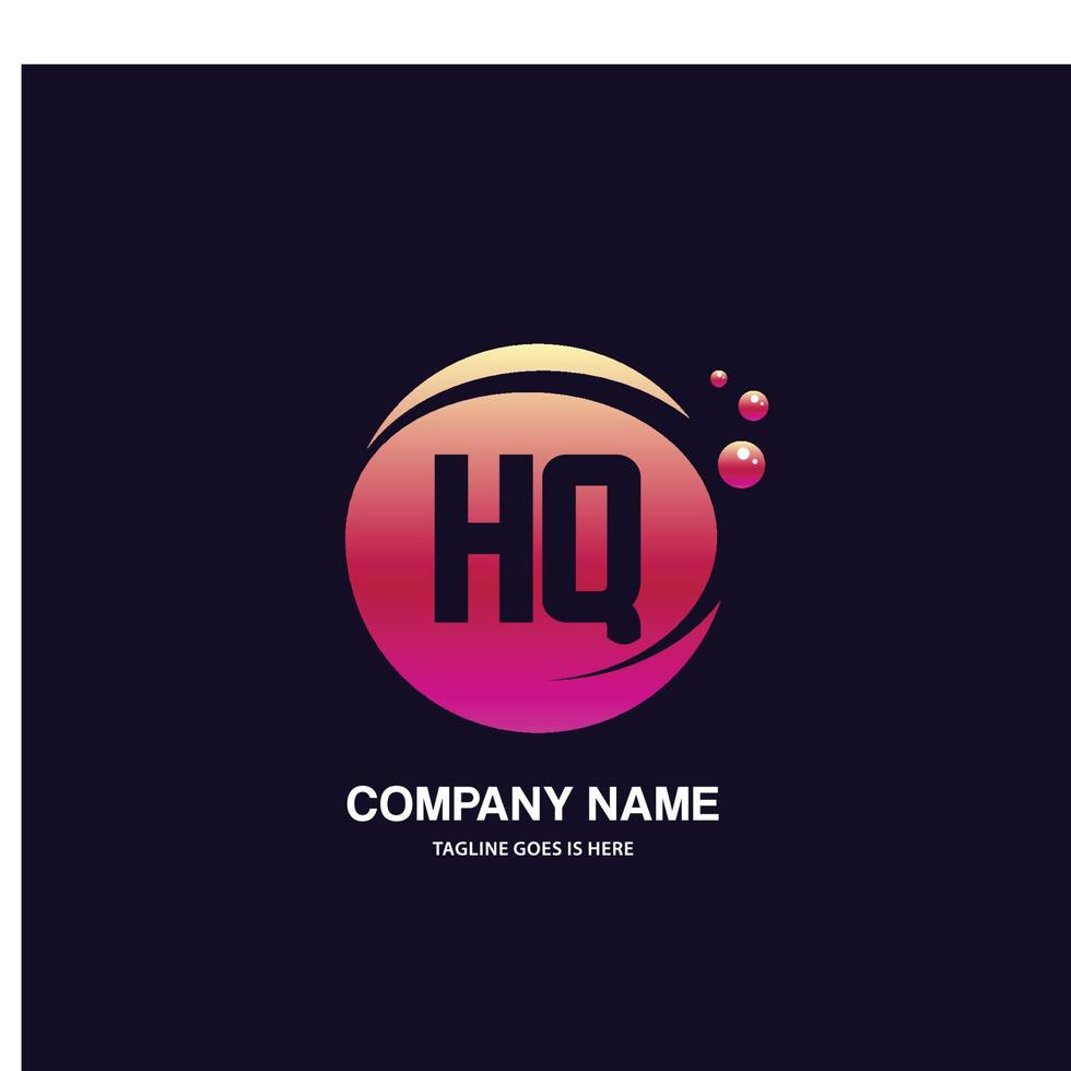 hq iniziale logo con colorato cerchio modello vettore