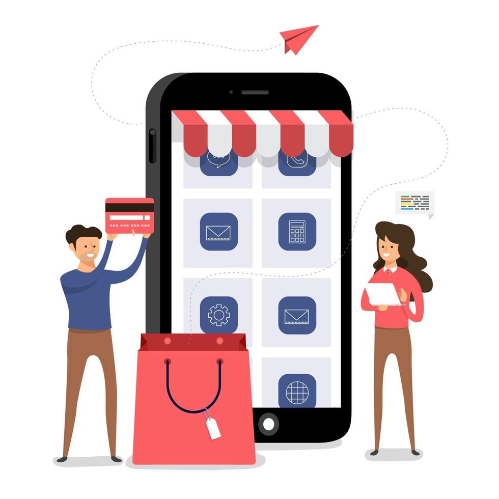 shopping online mobile commerce vettore
