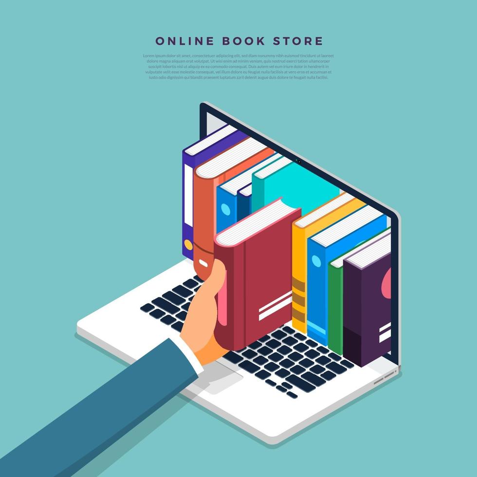 negozio di libri online vettore