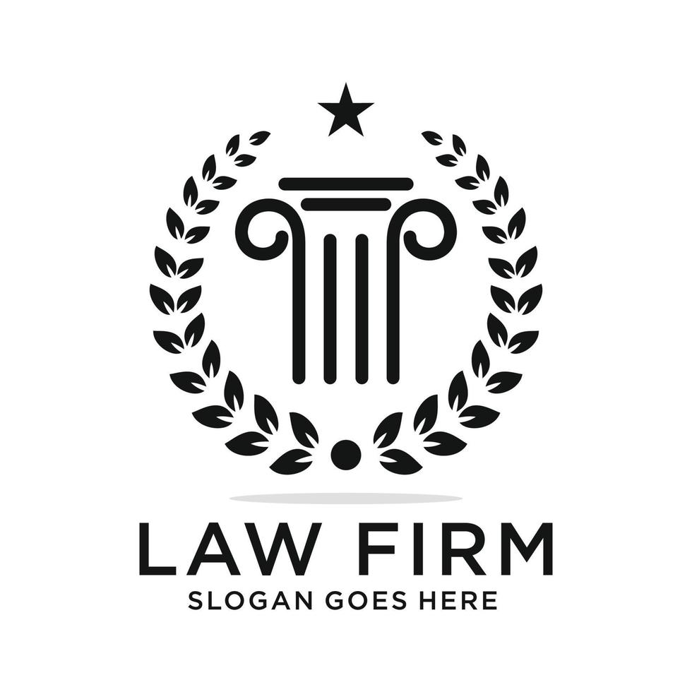design del logo del pilastro dello studio legale vettore