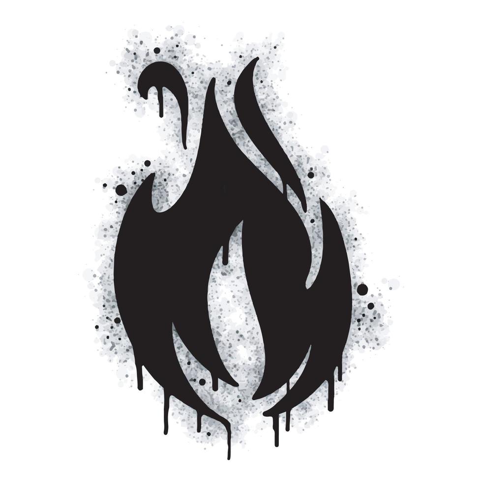 spray dipinto graffiti fuoco fiamma icona spruzzato isolato con un' bianca sfondo. graffiti fuoco fiamma icona con al di sopra di spray nel nero al di sopra di vettore