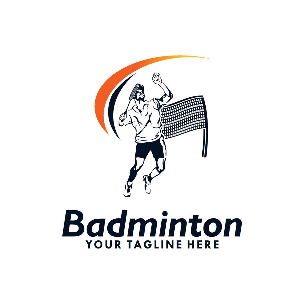 saltare distruggere badminton silhouette logo design vettore