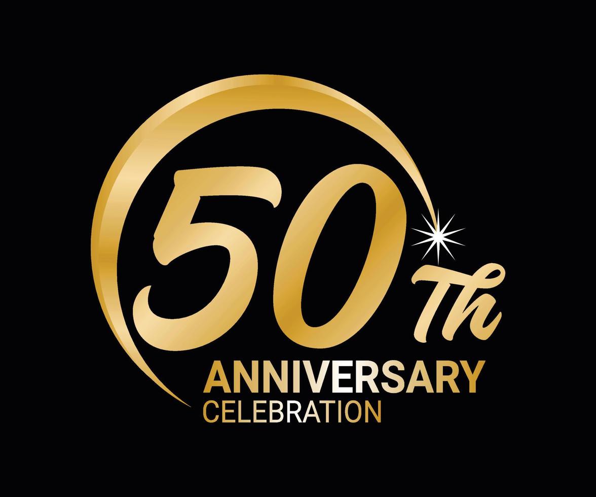 50 ° anniversario ordinale numero conteggio vettore arte illustrazione nel sbalorditivo font su oro colore su nero sfondo