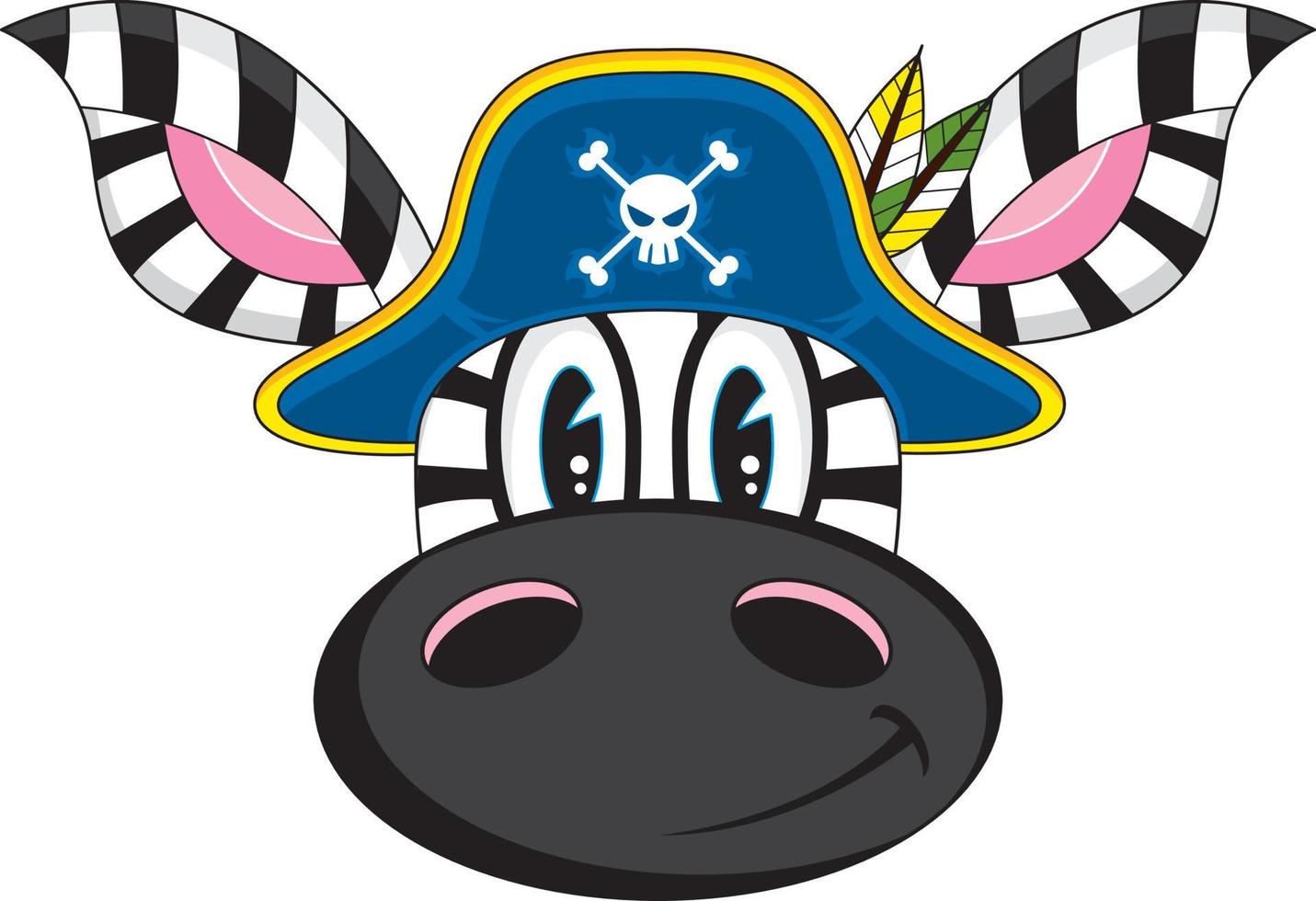 cartone animato spavaldo zebra pirata Capitano illustrazione vettore