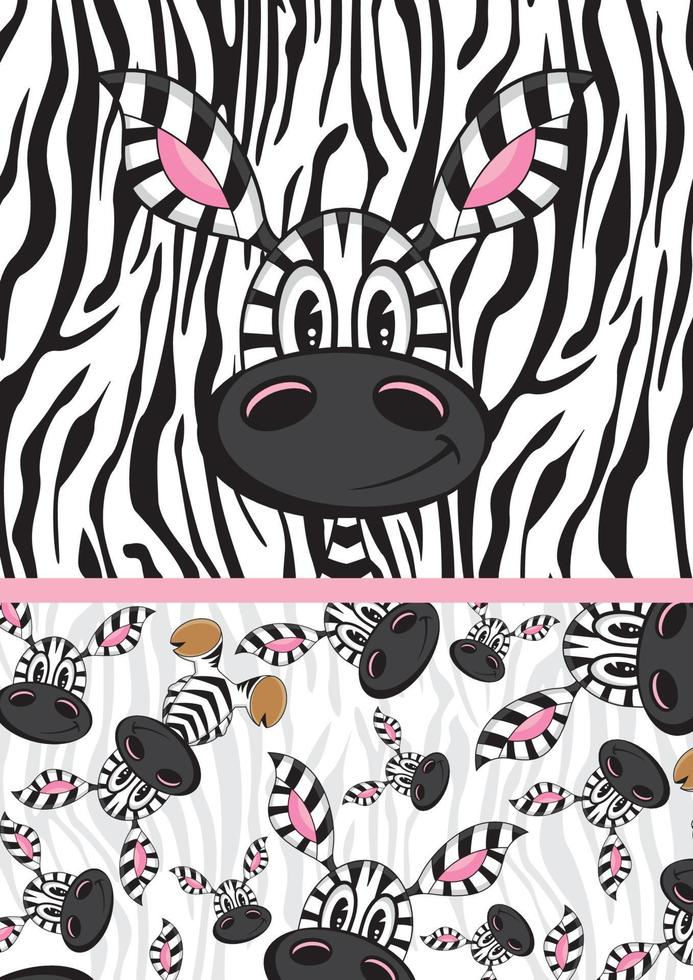 carino cartone animato adorabile zebra con modello vettore