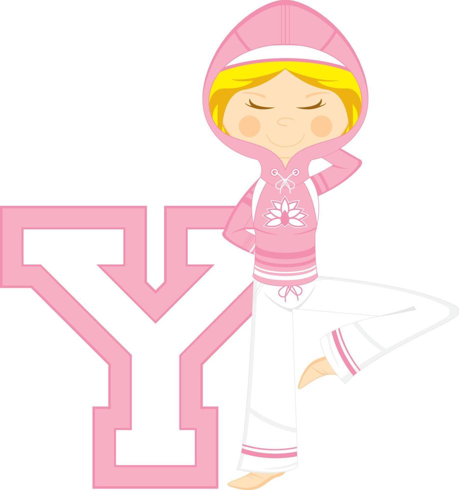 y è per yoga alfabeto apprendimento illustrazione vettore
