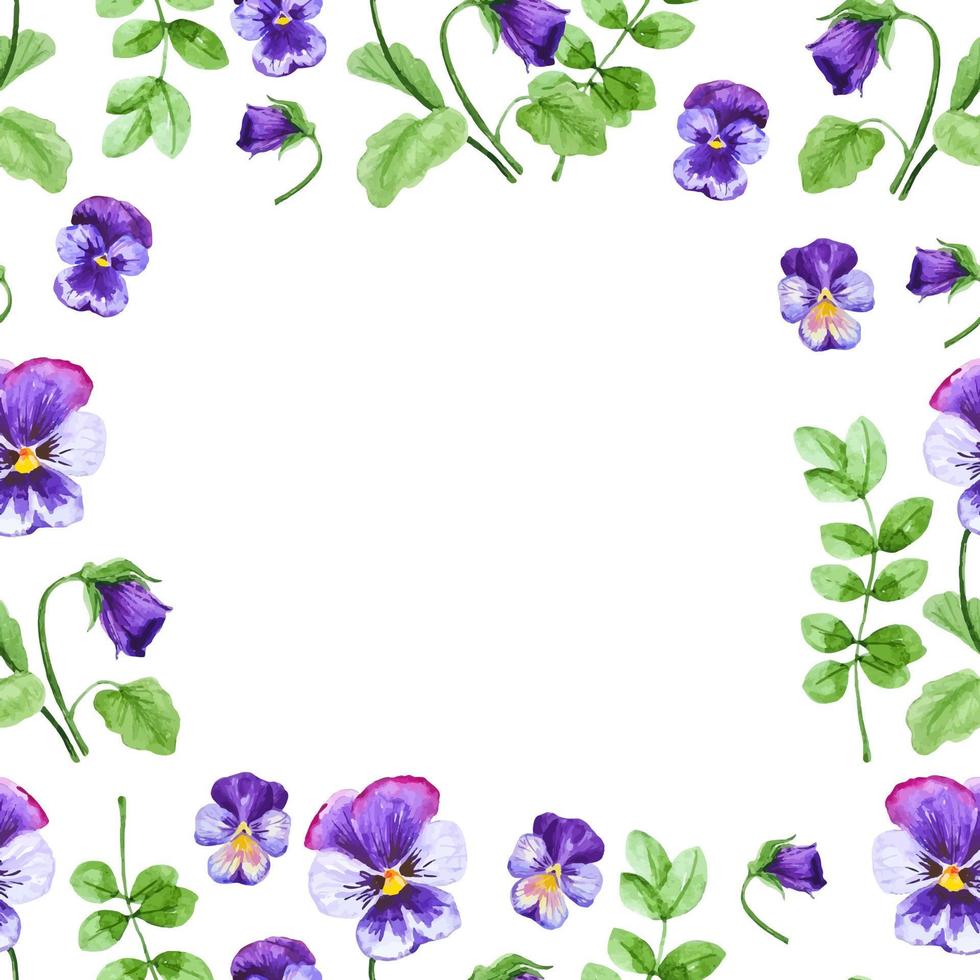 viola del pensiero fiori telaio per tovaglioli, saluto e altro arredamento floreale giardino natura illustrazione vettore