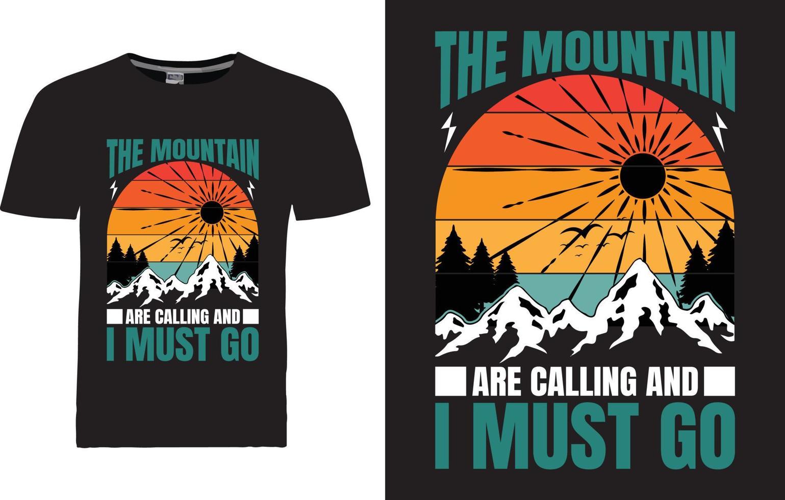 design t-shirt da montagna vettore