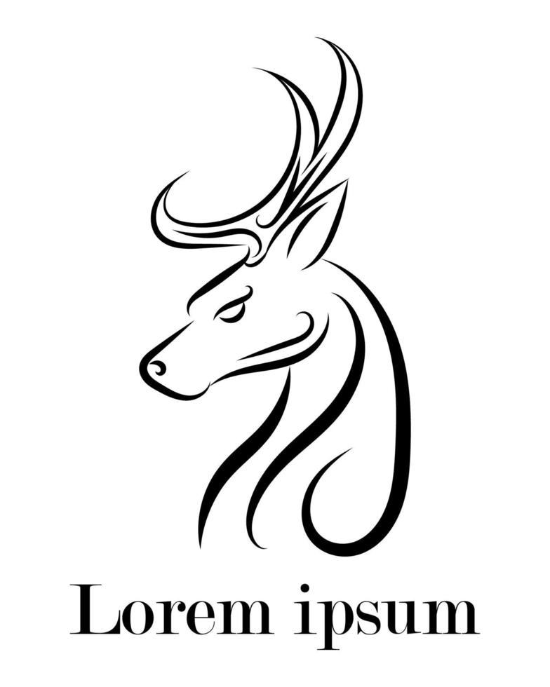 linea nera arte testa di cervo logo vettoriale eps 10