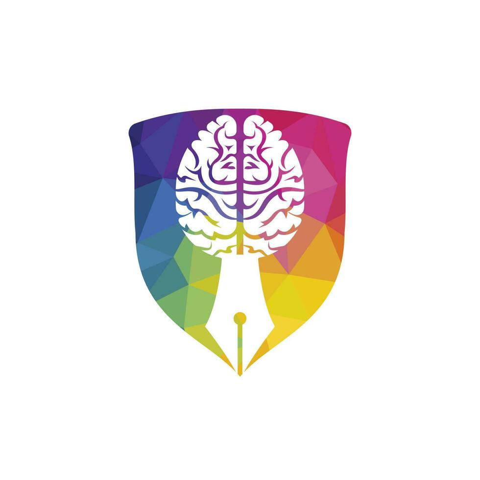 cervello penna vettore logo design modello. inteligente creativo formazione scolastica logo concetto.