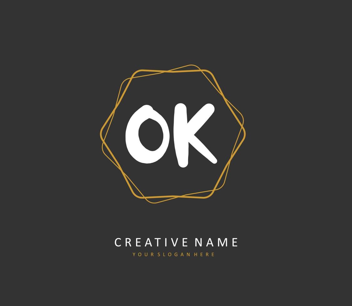 o K ok iniziale lettera grafia e firma logo. un' concetto grafia iniziale logo con modello elemento. vettore