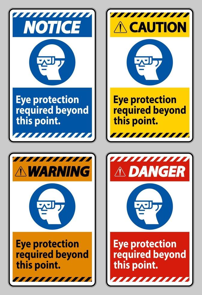 protezione degli occhi richiesta oltre questo punto su sfondo bianco vettore
