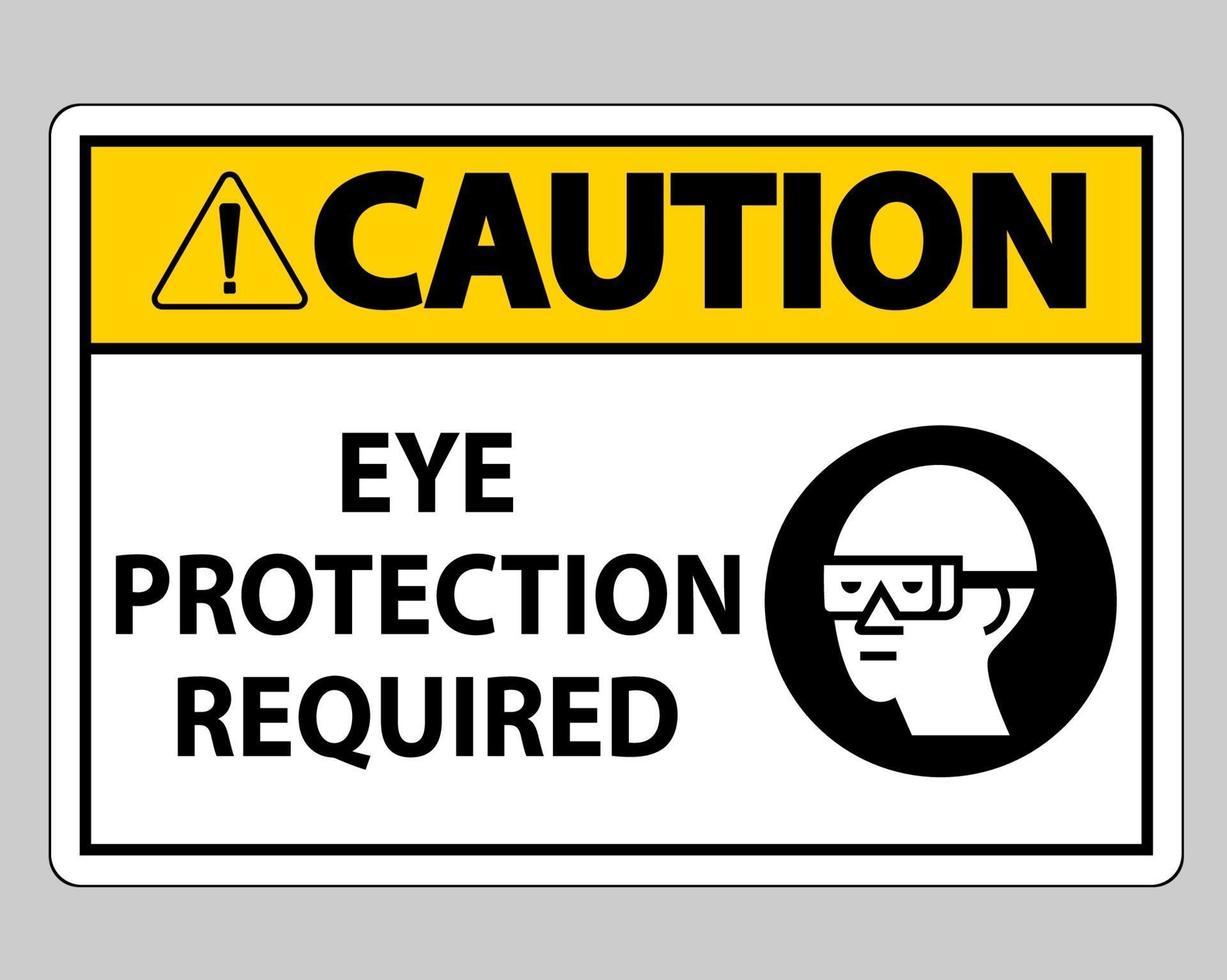 segno di attenzione protezione per gli occhi richiesta su sfondo bianco vettore
