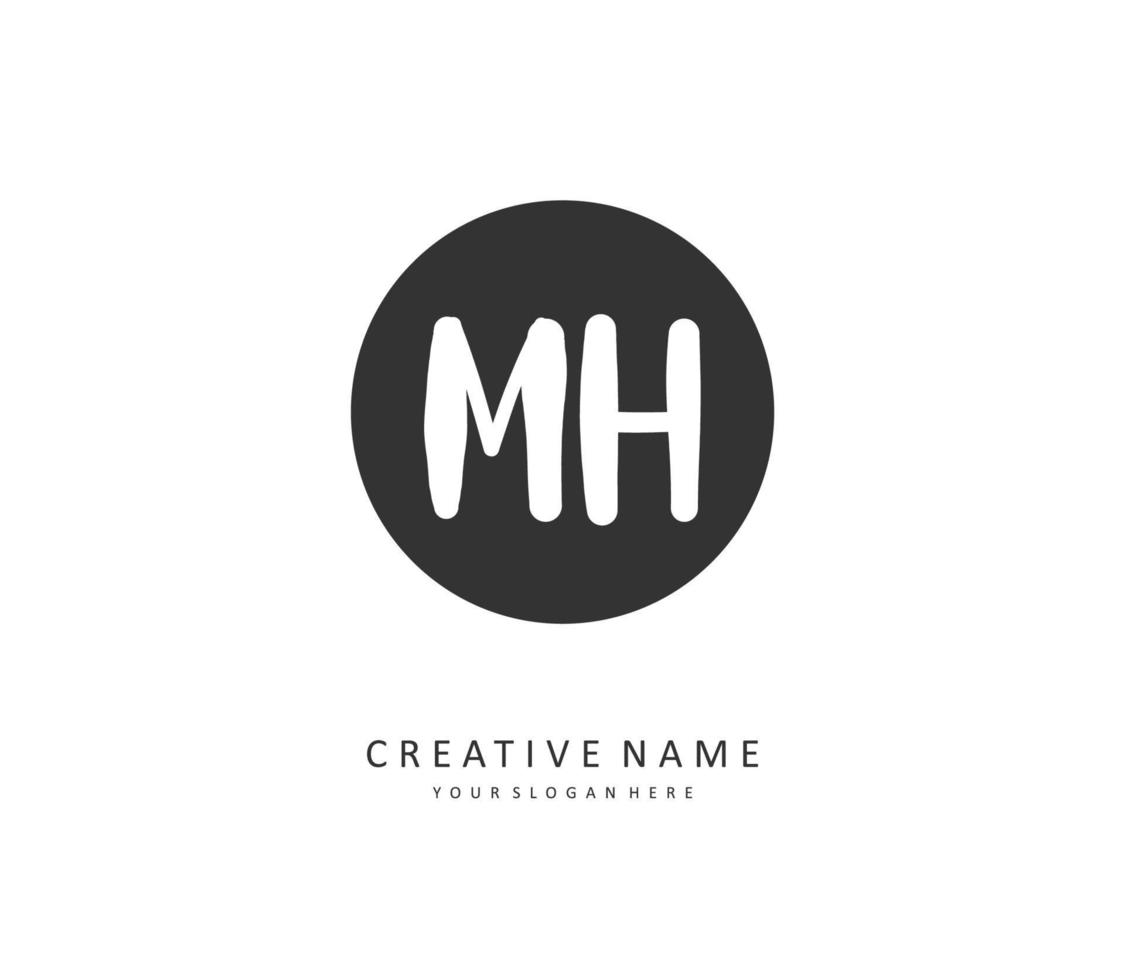 m h mh iniziale lettera grafia e firma logo. un' concetto grafia iniziale logo con modello elemento. vettore