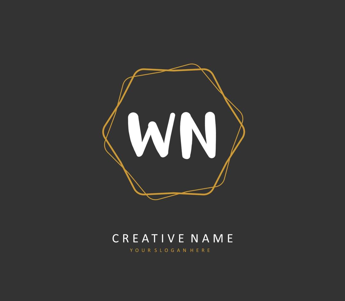 w n wn iniziale lettera grafia e firma logo. un' concetto grafia iniziale logo con modello elemento. vettore