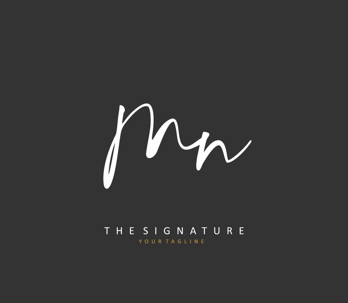 m n mn iniziale lettera grafia e firma logo. un' concetto grafia iniziale logo con modello elemento. vettore